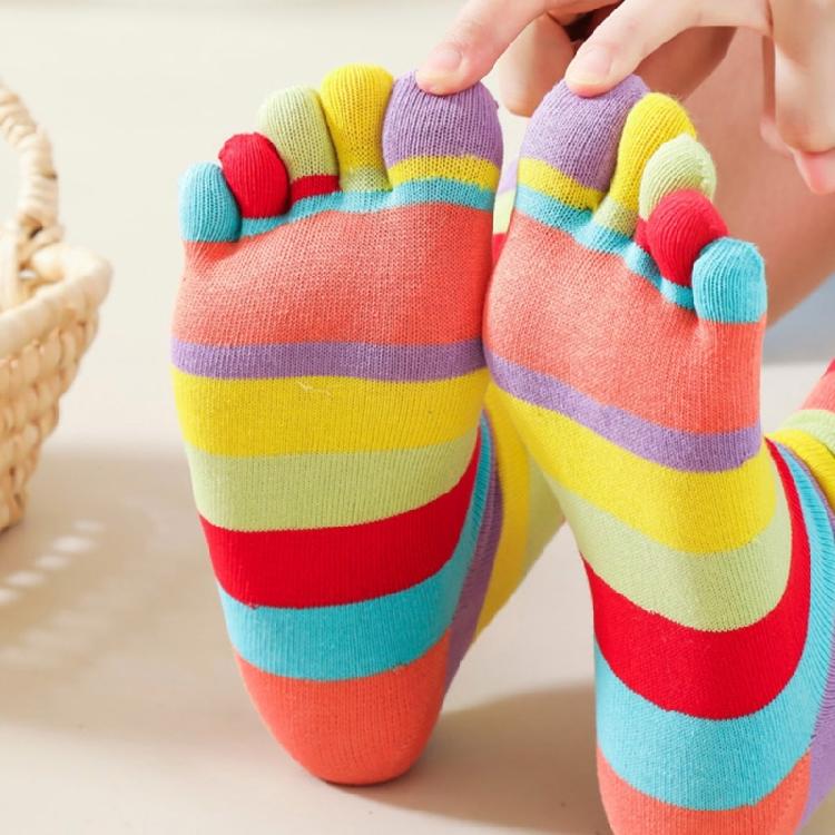Calzini da Donna a Dita Calzini a Tubo Medio per Dita Calzini a Strisce Colorate per Bambine Calzini con Dita Separate per Corsa Atletica