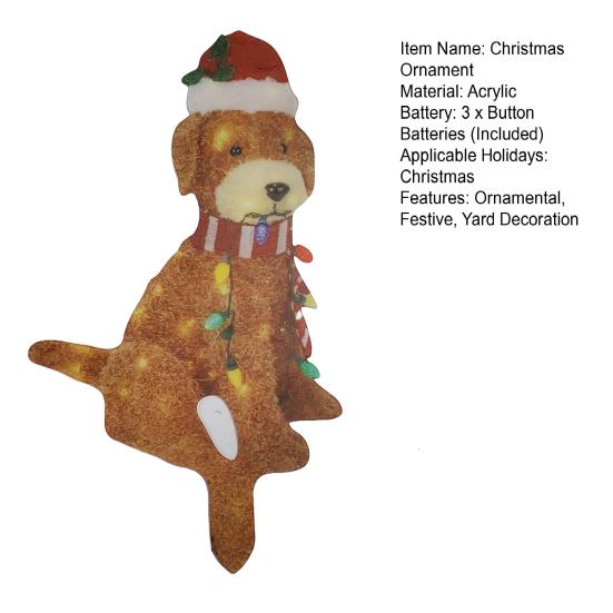 Pūkains suņu dekors Izgaismots Ziemassvētku Zelta suns Dekoratīvs svētku pagalma noformējums priecīgai brīvdienu sezonai