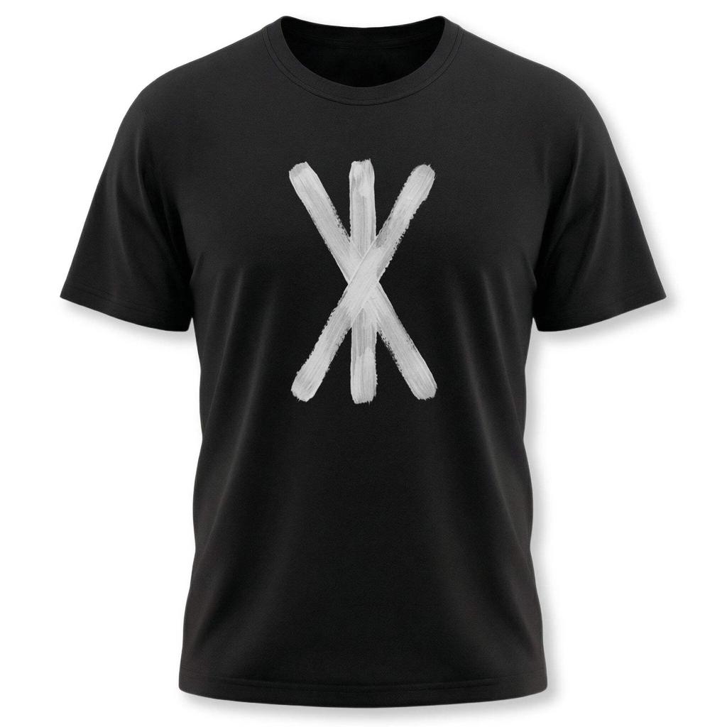 Strength Bind Rune T-Shirt | Norse Viking Symbol Brushstroke Tee Shirt