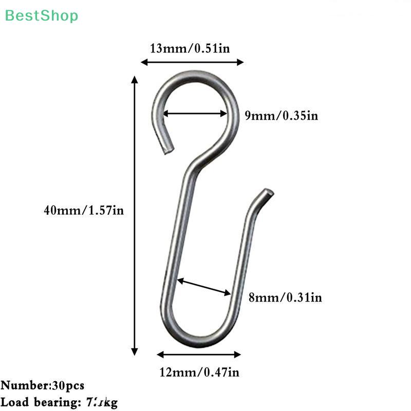 30Pcs Curtain Accessories S Shaped Bent Hook Set,Metal Ceiling Shower Curtain Decoration Hooks