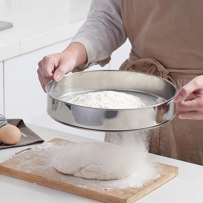 60 Mesh Round Flour Sifter 304 Stainless Steel Fine Sieve for Baking & Powdered Sugar