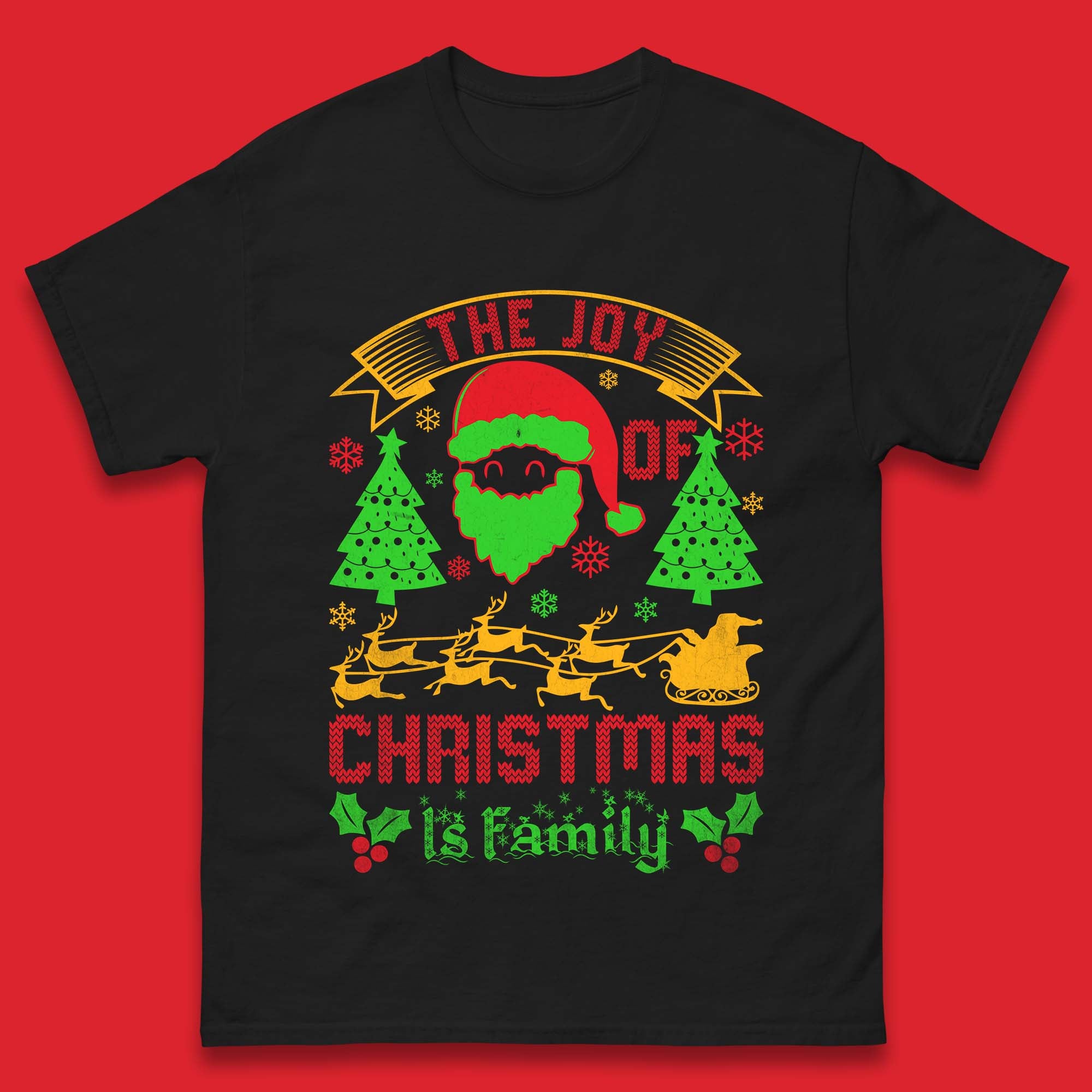 The Joy Of Christmas Is Family Mens T Shirt Womens Tops Tees Christmas Costume Top 4XL