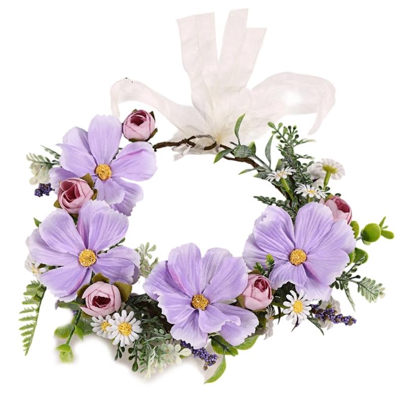 

Adjustable Elastic Flower Hairband Friendly Fabric Design Comfortable Daily Use For Family Matching Outfits світло-фіолетового кольору