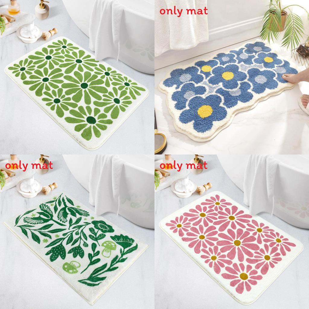 Süßes Blumenmuster Plüsch Saugfähige Fußmatte Teppich für Heimdekoration