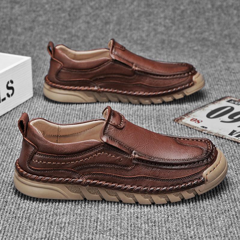 Handmade Leather Men Shoes Casual Comfortable Men Loafers Slip On Leather Shoes Men Flats  Walking Shoes Man