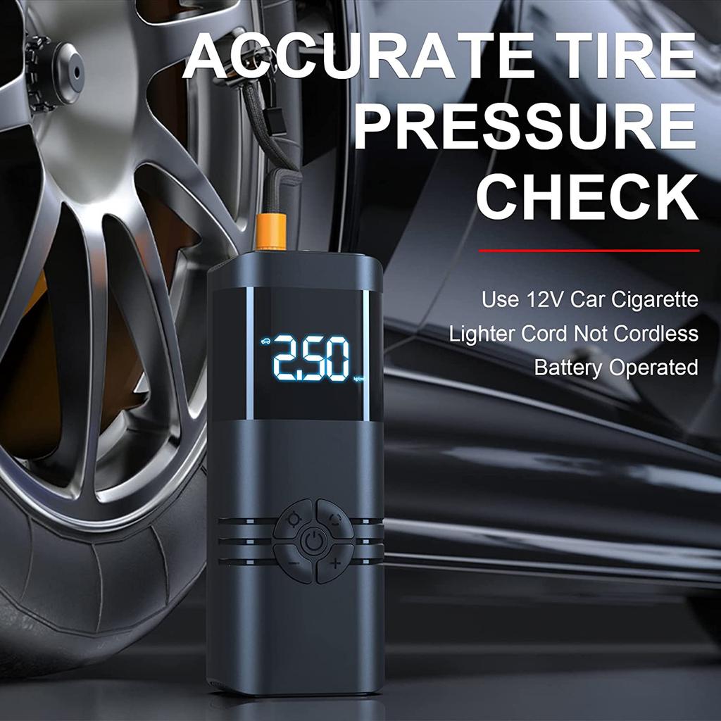 Portable Air Compressor Tire Inflator: 12V DC Auto Tire Pump Car Inflator with Digital Pressure Gauge, Fast Inflation, for Car Tires, Motorcycles
