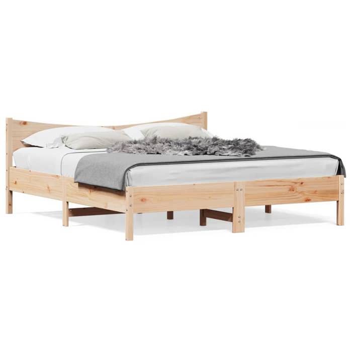VidaXL Bed Frames with Headboard, Double Bed with Slat Base, Adult Bedroom Bed, Modern, 200x200 Cm Wood of 3216357