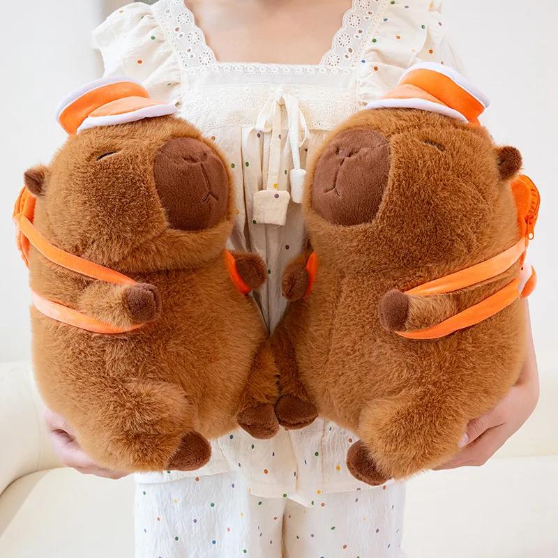 Kawaii Removable Basketball Backpack Capybara Plush Doll Pillow Stuffed Animal Cartoon Capybara Plush Toy Gift Boys And Girls