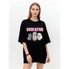 Oversized T-Shirt Black SCULQTOR Cute Dogs Print Casual Wear for Women and Girls
