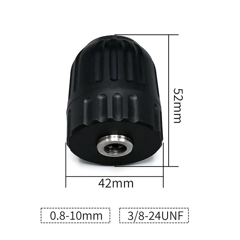 New 1Pcs 0.8-10mm Keyless Drill Chuck 3/8" To 24UNF Thread 1/4" Hex Shank Quick Change Adapter Steel Quick Connection