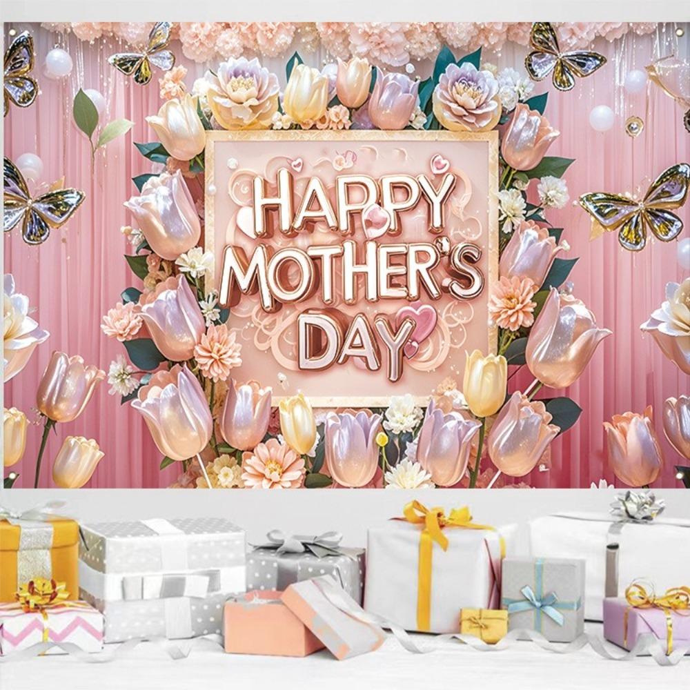Polyester Mother Photography Backdrop Flower Theme Hanging Background  Poster Props