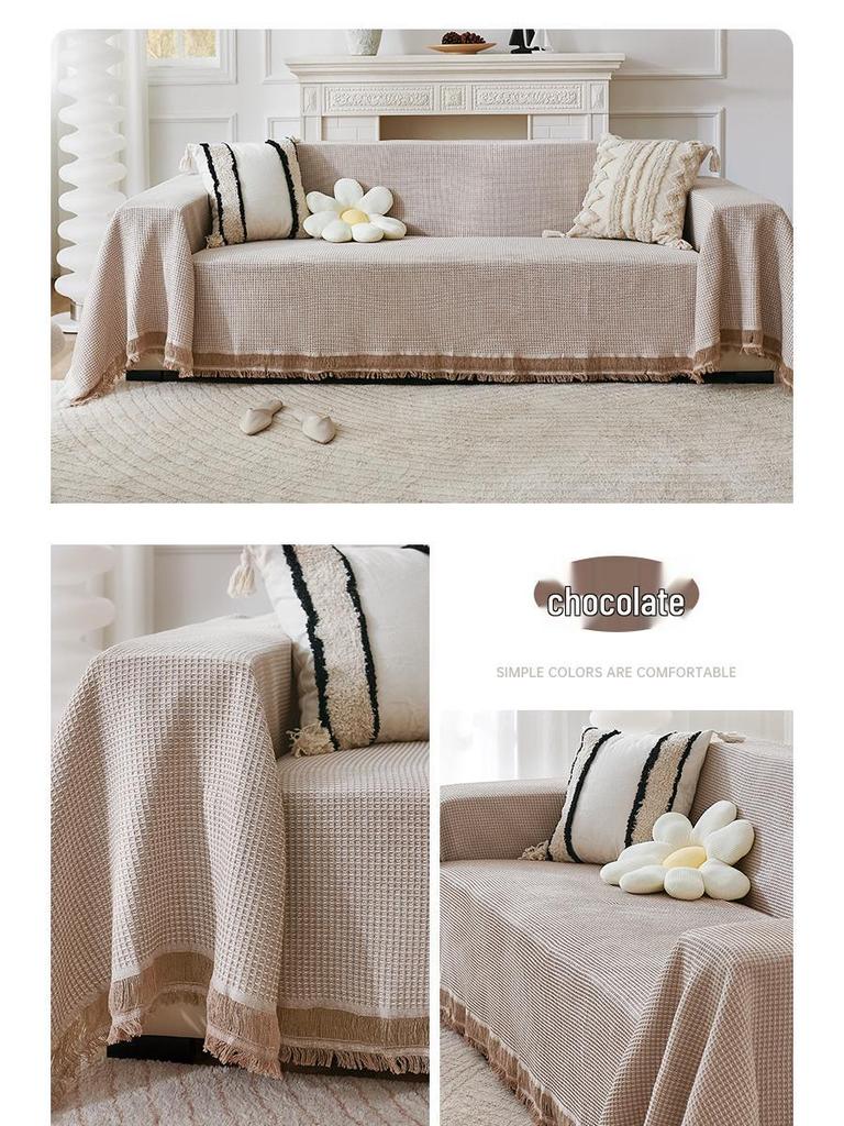 Rutschfester Baumwoll-Sofabezug: Ganzjahres-Sofa-Decke & Kissenbezug