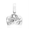 PAndora 790086c00 Rose Heart Paddle Lock Pendant And Dangle Silver Charm