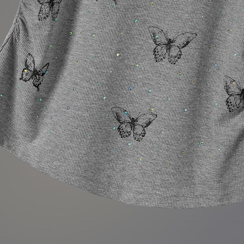 Women's Rhinestone Animal Print Short T-Shirt