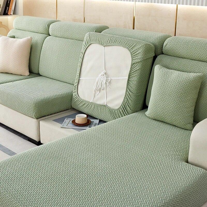 Capa de almofada de sofá de pelúcia jacquard grossa chalse capa de almofada de encosto longo protetor elástico para capa de sofá de 1/2/3/4 lugares