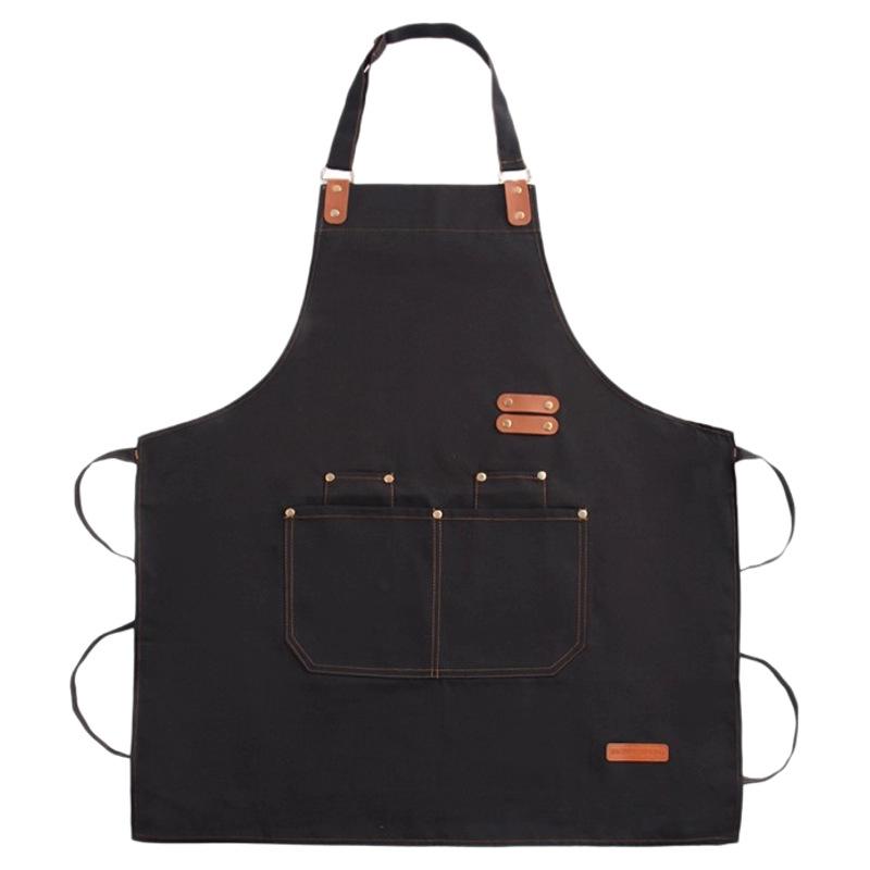 Waterproof Oil-Proof Canvas Apron with Neck Strap for Kitchen and Catering