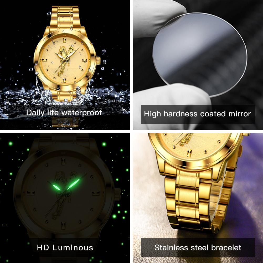 OPK 8141 Original Business Men's Watch Waterproof Luminous Stainless Steel Golden Luxury Classic Quartz Wristwatch for Man New