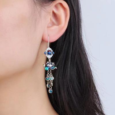 JMXD-Chinese Style  Epoxy Craft Lotus Tassel Earrings Earrings Ear Jewelry, Gifts