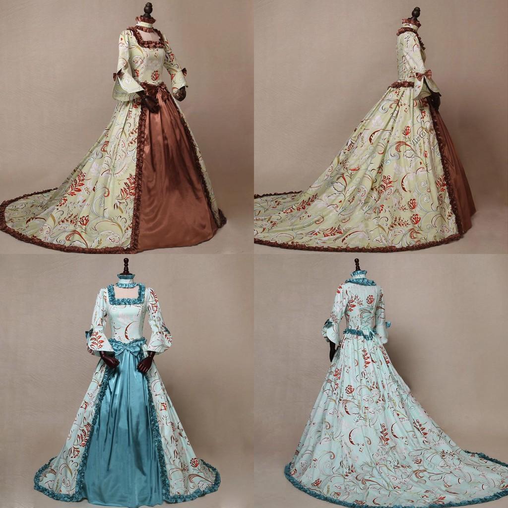 Ages Long Middle Sleeved Printed Dress Large Flared Sleeve Square Neckline Skirt