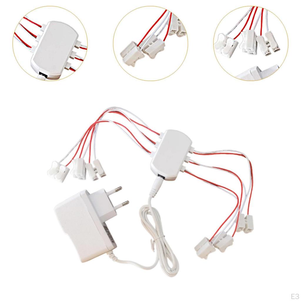 3V 2A Power Supply Multi Ports Cable for Miniature Model Lights Layout 12