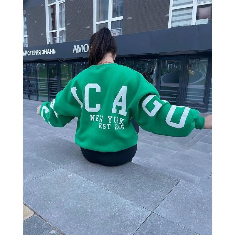 Leisure Letter Printed Sweatshirt Women's Fashion Brushed Long Sleeve Loose Hoodie Y2k Street Wear Autumn/Winter Women's Pullover