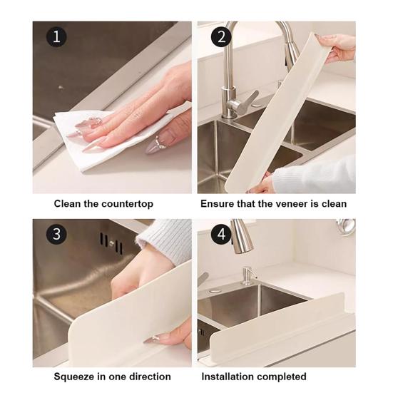 2 Piezas Protector Antisalpicaduras para Fregadero con Ventosa Antideslizante Protector contra Salpicaduras de Agua Reutilizable Tabla Protectora Antisalpicaduras para el Borde de la Encimera del Fregadero de la Cocina