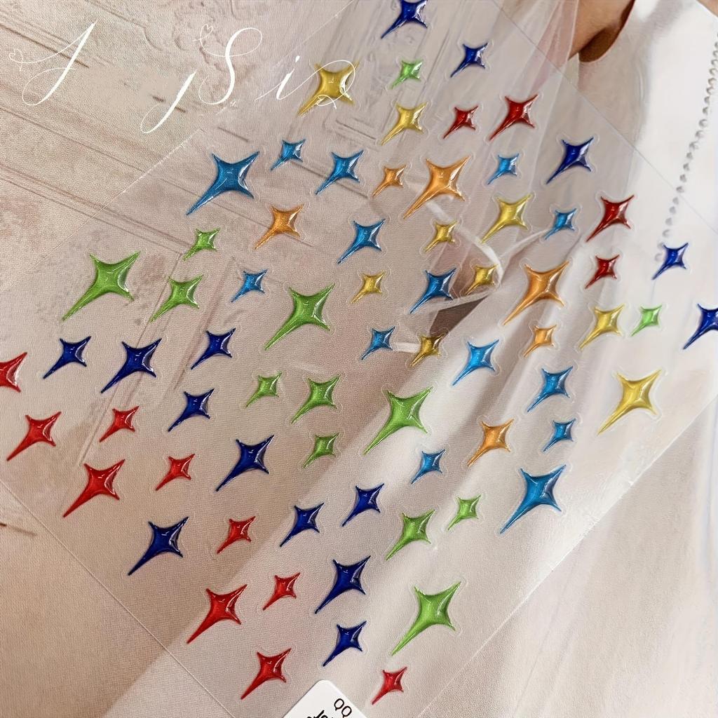 1pc Creative Three-Dimensional Relief Star Heart Jelly Decorative Paste Music Festival Face Decoration Paste Cute Heart Nail Decoration