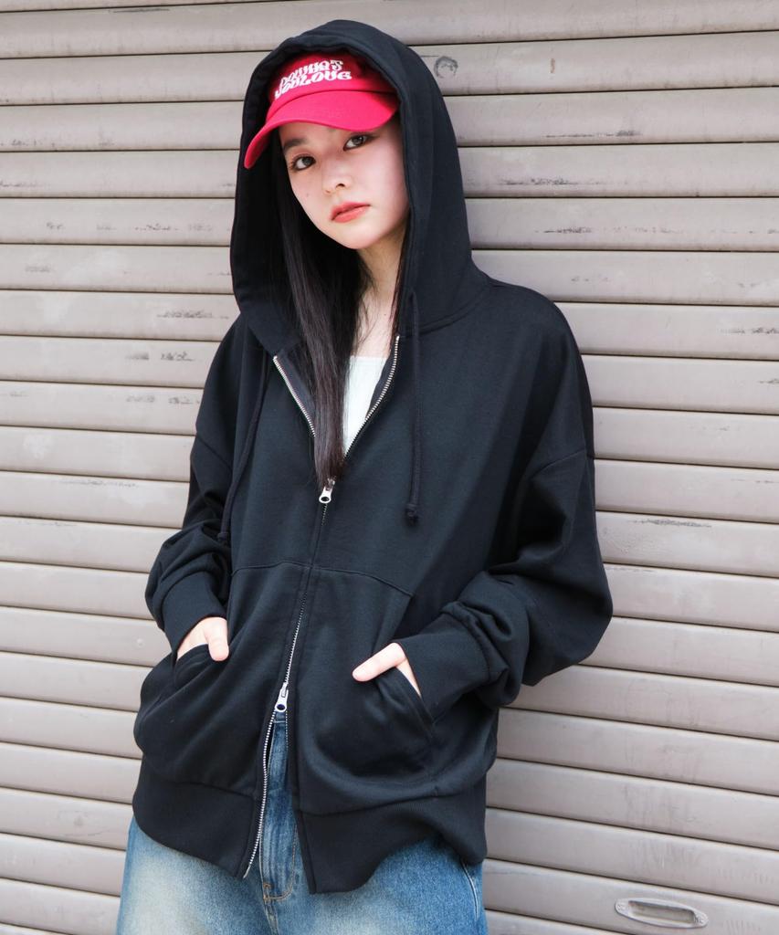 WEGO Unisex Compact Fit Double Zip Zip Autumn Long Size Black Hoodie, Sweatshirt, Hoodie, Outerwear, Clothes, Sleeve, Gift, Men's, M,