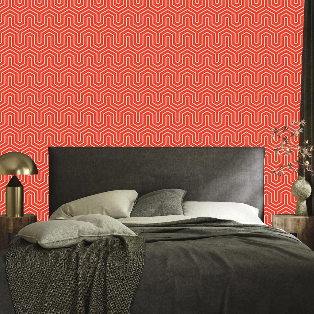 Wallpaper Geometric Pattern Coral and Red for Living Room and Bedroom 50x1000
