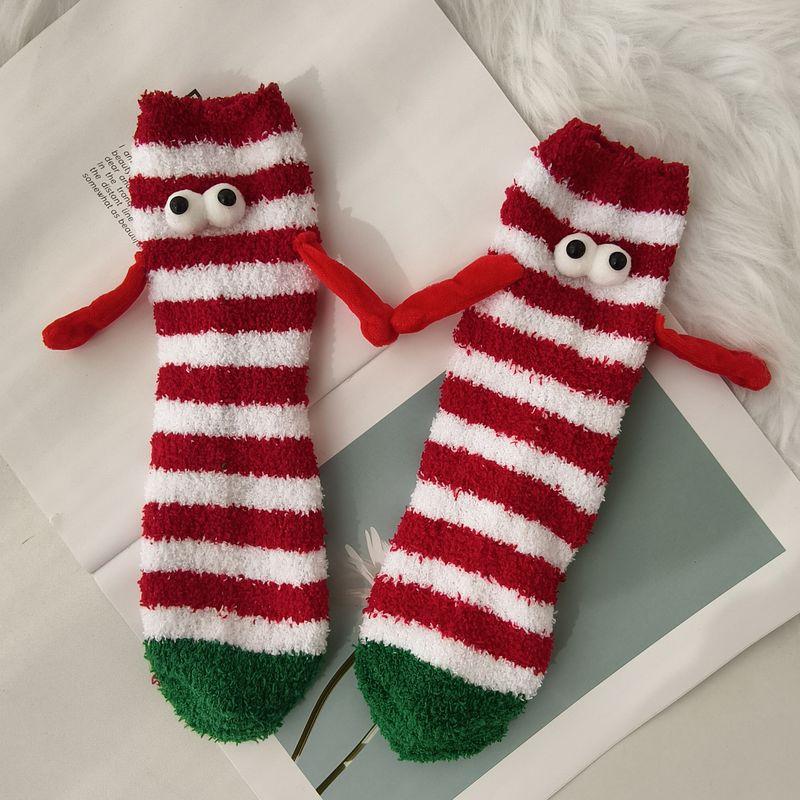 Christmas Holding Hands Socks Funny Magnetic Suction 3D Doll Couple Socks Unisex Couple Socks Winter Christmas Supplies Gift