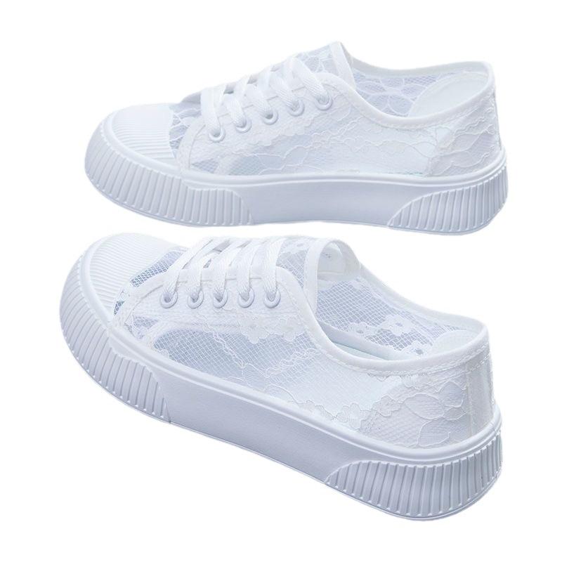 Fashion Women Flats Lace Casual Shoes Student Mesh Breathable Sneakers Loafers Outdoor Hollow Walking Shoes Fashion Women Shoes De Mujer