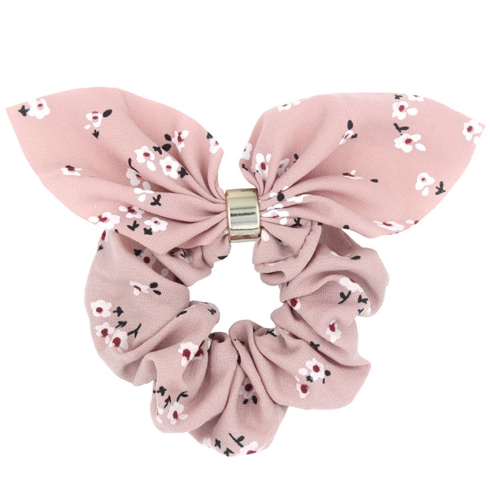 Chouchou en coton floral coréen avec oreilles de lapin pour filles