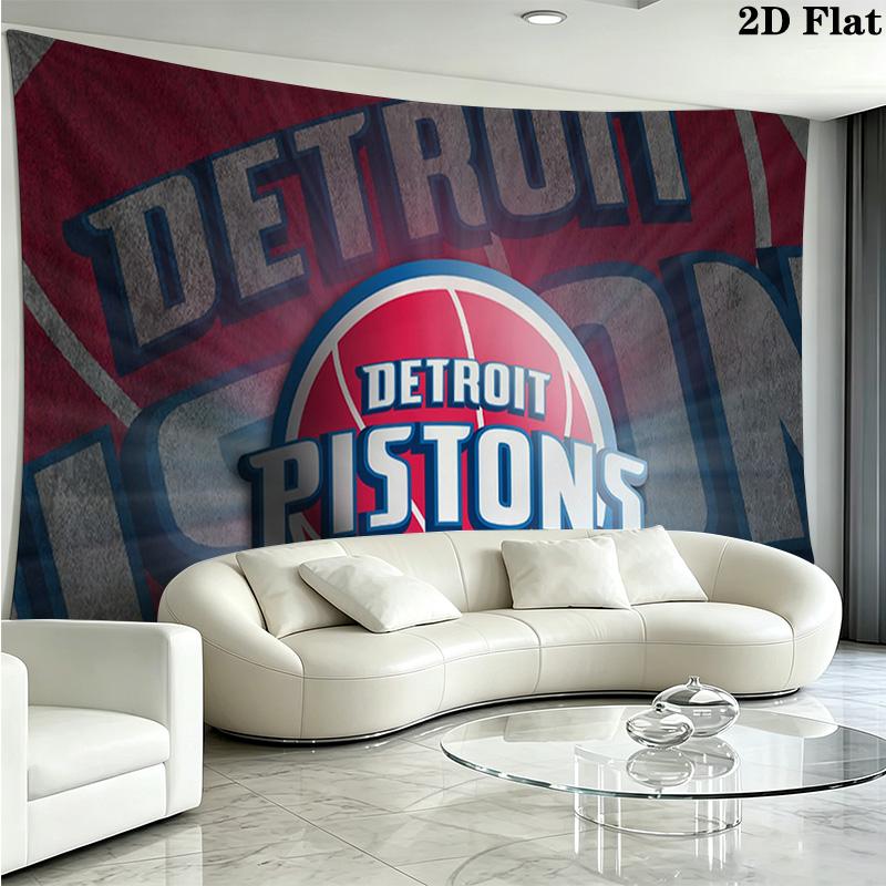 Detroit Pistons Wall Tapestry Aesthetic Wall Hanging Printed Fabric Blanket Decorative Tapestries for Bedroom Living Room Home Decor