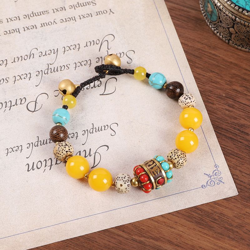 

Непальский тибетский плетеный браслет бирюзовый пчелиный воск дизайн для особых интересов ретро этнический стиль ремешок для ношения мужчины и женщины тибетские аксессуары 1-Star Moon Bodhi Six Words