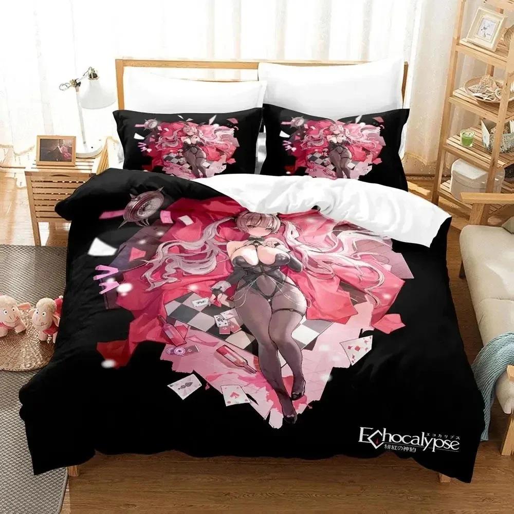 Anime Echocalypse Bedding Set Duvet Cover Bed Set Quilt Cover Pillowcase Comforter king Queen Size Boys Adult Bedding Set