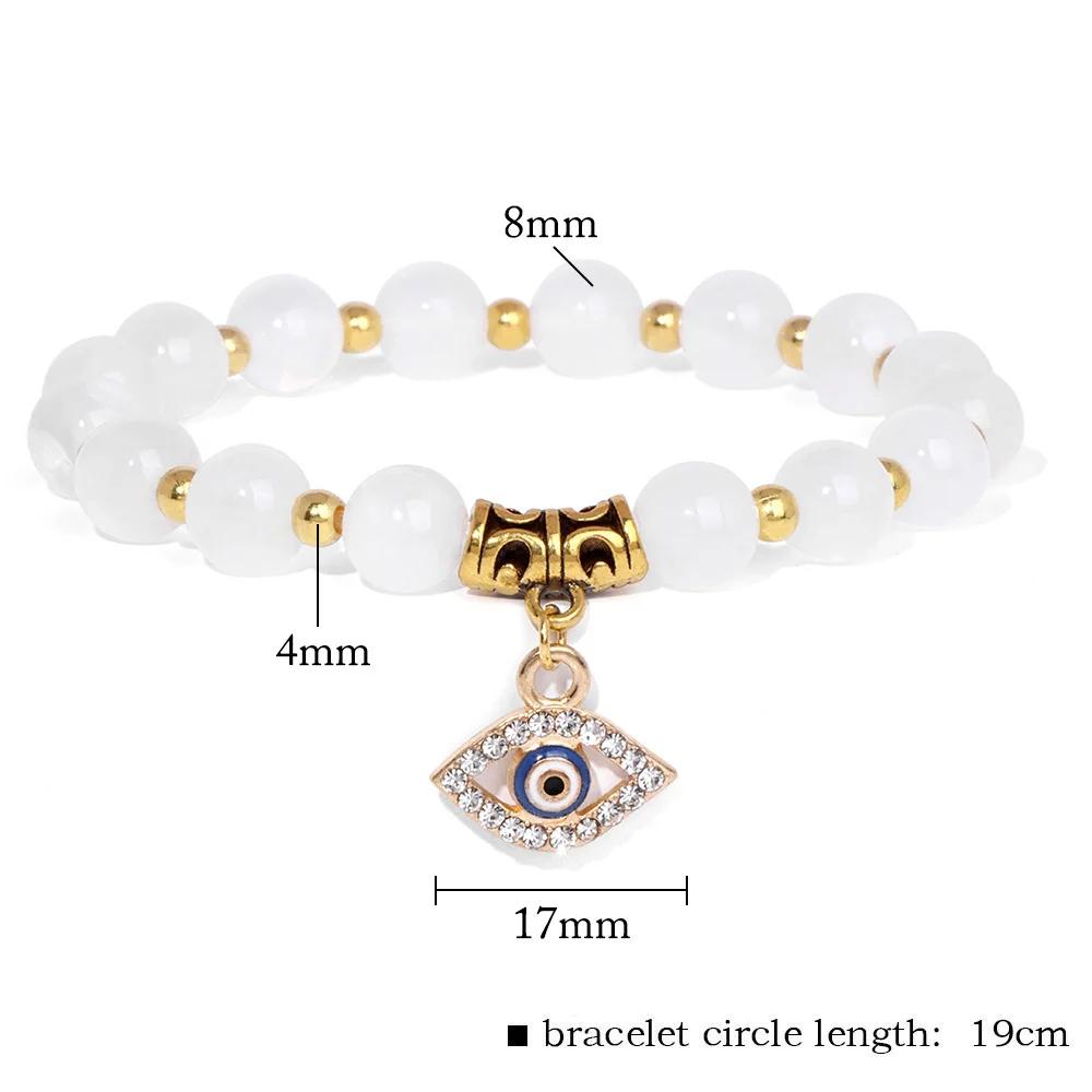 Fashion Evil Eye Natural Stone Beaded Bracelet for Women Men Amulet Protection Jewelry Yoga Spiritual Friendship Gifts