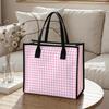 Pink Gingham Tote Bag Casual Large Capacity Handbag for Daily Use