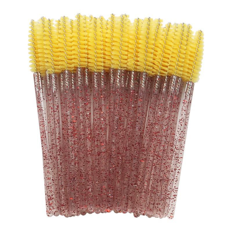 Crystal Handle Disposable Eyelash and Eyebrow Brush - 50 Pack Spiral Comb for Extensions