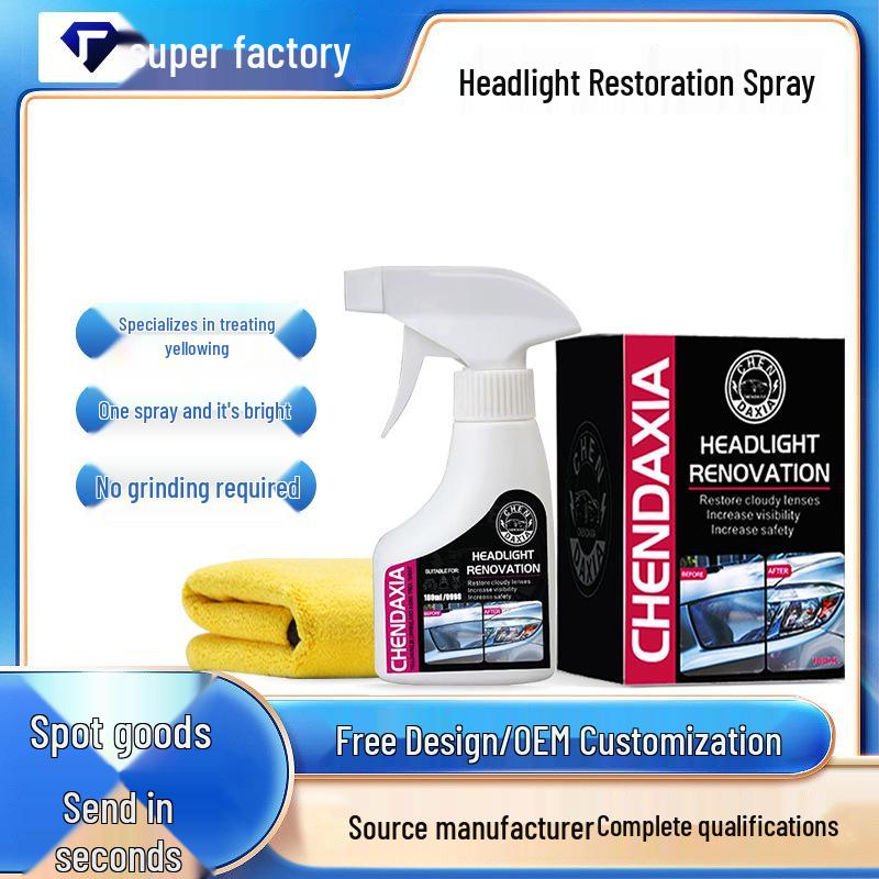Headlight Restoration Spray - No Polish, Cleans & Coats Yellowed Covers