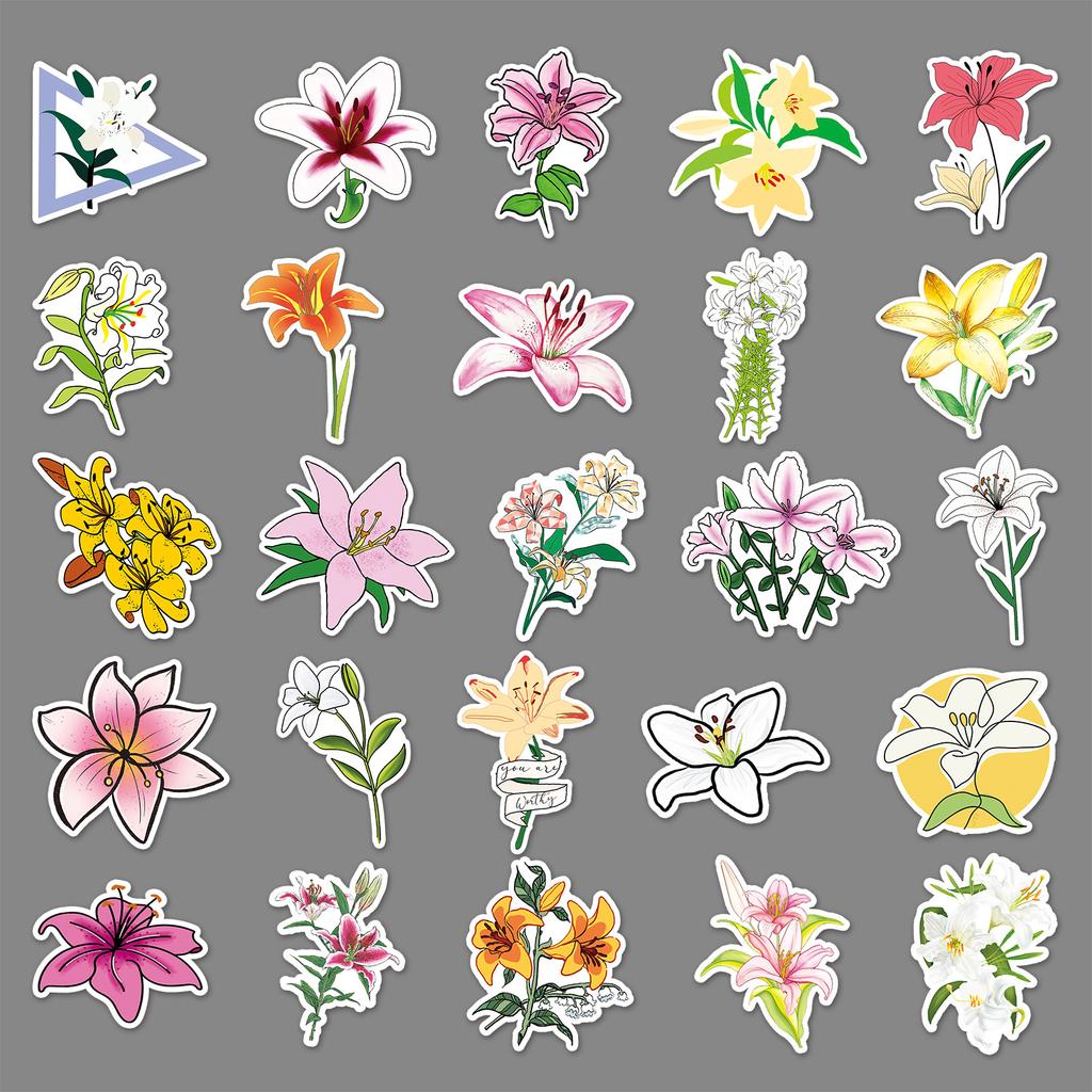 50 Lily Doodle Osobnost Čerstvé Květiny Kreativní DIY Samolepky na Skateboard Kufr Vodotěsné