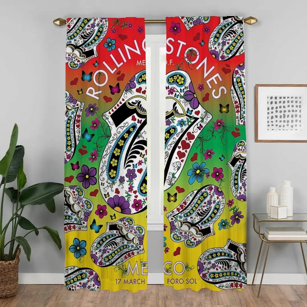 Window Curtain Room Panel Rolling Stones Halloween Decoration Living Curtains Partition Tulle Bedroom Modern Made Of Polyester Washable Sitting Ready