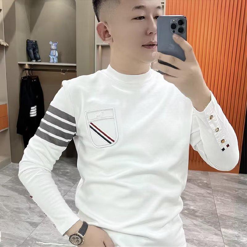 

Мужская модная толстовка-пуловер с четырьмя полосками и накладным карманом L белый