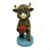 Bovine Figurine Cartoon with Base Shaggy Toy for Collectors, Shelf, Desk, Office