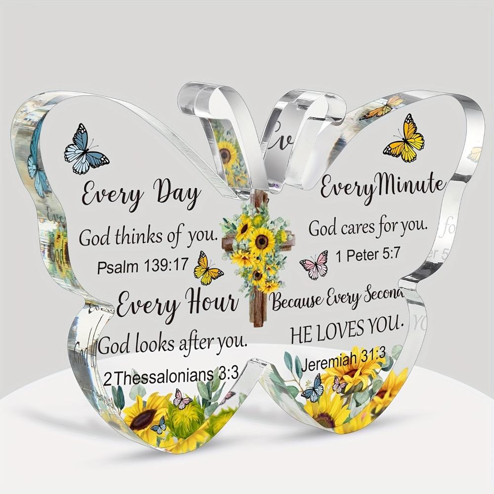 Bible Verse Religious Gift, Inspirational Scripture Gift Butterfly Acrylic Decoration, Nurseries, Home Desk Living Room Acrylic Decor
