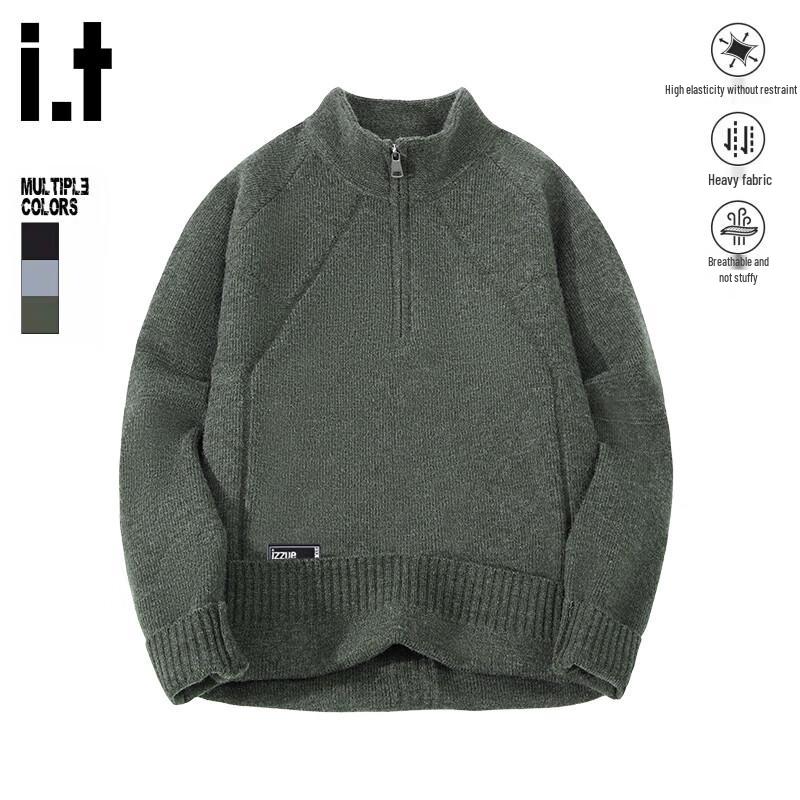 

Izzueit Men s Heavy Knit Half-Zip Pullover Sweater 3XL