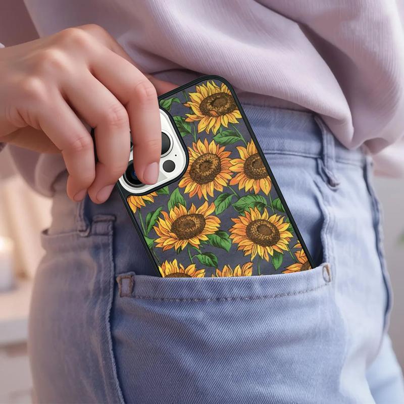 Sunflower Floral Phone Case For iPhone 17 Air 15 16e 14 13 Pro Max Coque 12 11 Pro Max PLUS cover