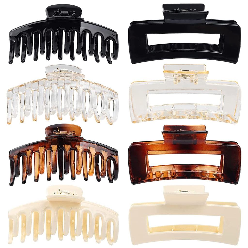 Matte Hair Clips for Women and Girls - Rectangle and Double Row Small Claw Clips for Thin/Medium Fine Hair - Nonslip Jaw Clips