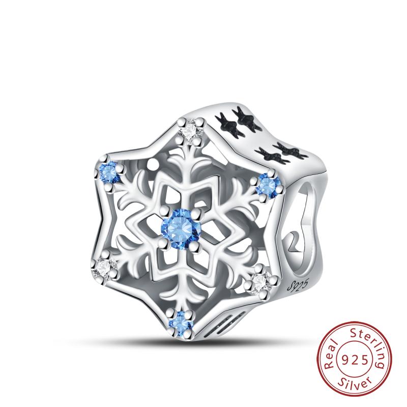 New Winter Charms Bead Copper Snowflake Snowman Penguin Deer Dangle Fit Bangle Bracelet Necklace Diy Jewelry