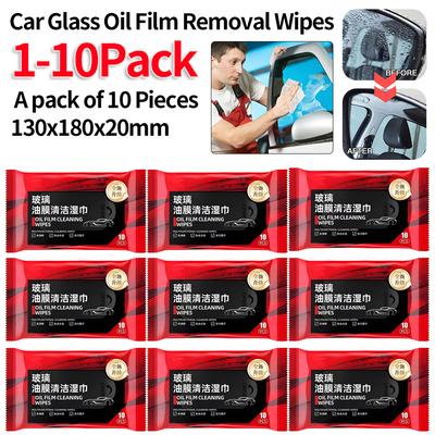1-10Packs Car Glass Oil Film Removal Wipes Auto Windshield Cleaning Wipes Car Rearview Mirror Cleaner Wipes For Auto Cleaning