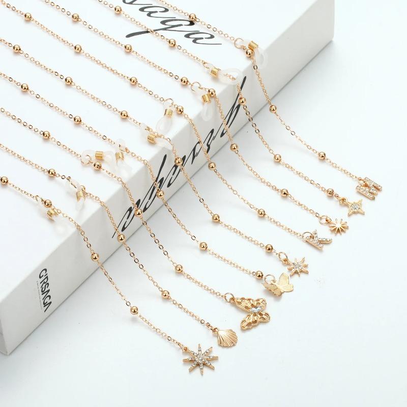 Mode Schleife Sonnenbrille Maske Hängekette Böhmische Buchstaben Schmetterling Muschel Sterne Mond Brillenkette Lanyard Schmuck für Frauen